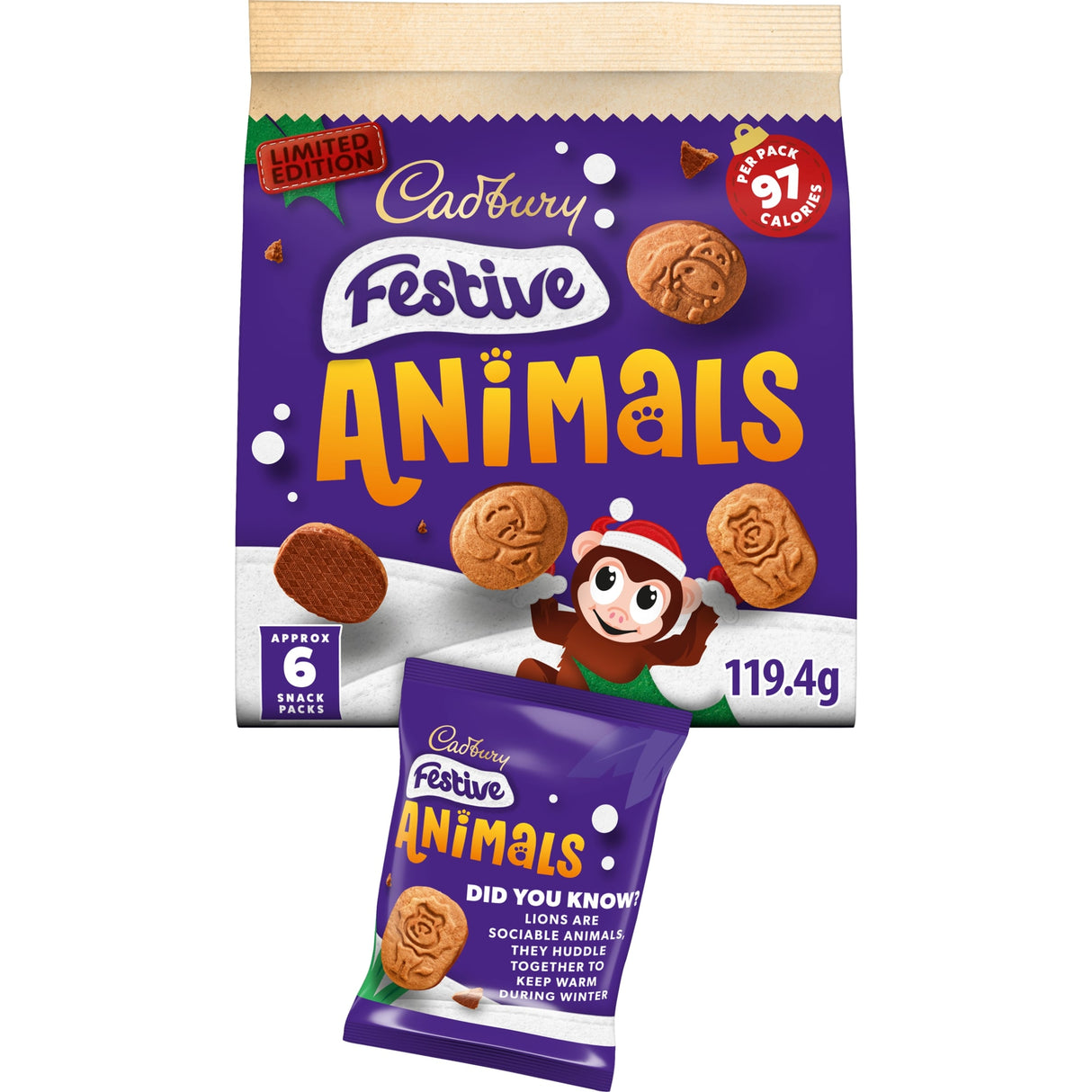 Cadbury Animals Festive Chocolate Covered Mini Biscuits 119 g