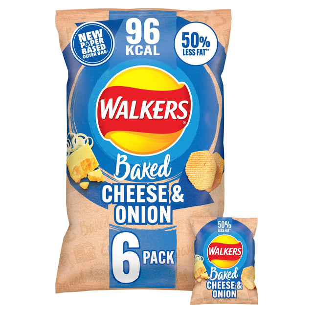Walkers Baked Cheese & Onion Multi-Pack Crisps 6 x 22 g