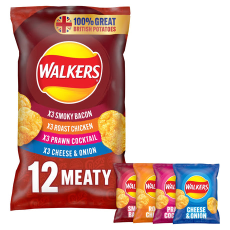 Walkers Meaty Variety Multi-Pack Crisps 12 x 25 g