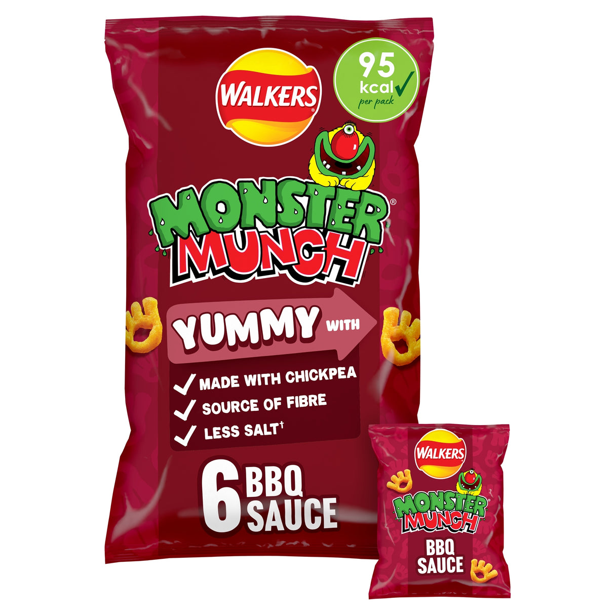 Walkers Monster Munch BBQ Sauce Multi-Pack Crisps 6 x 20 g