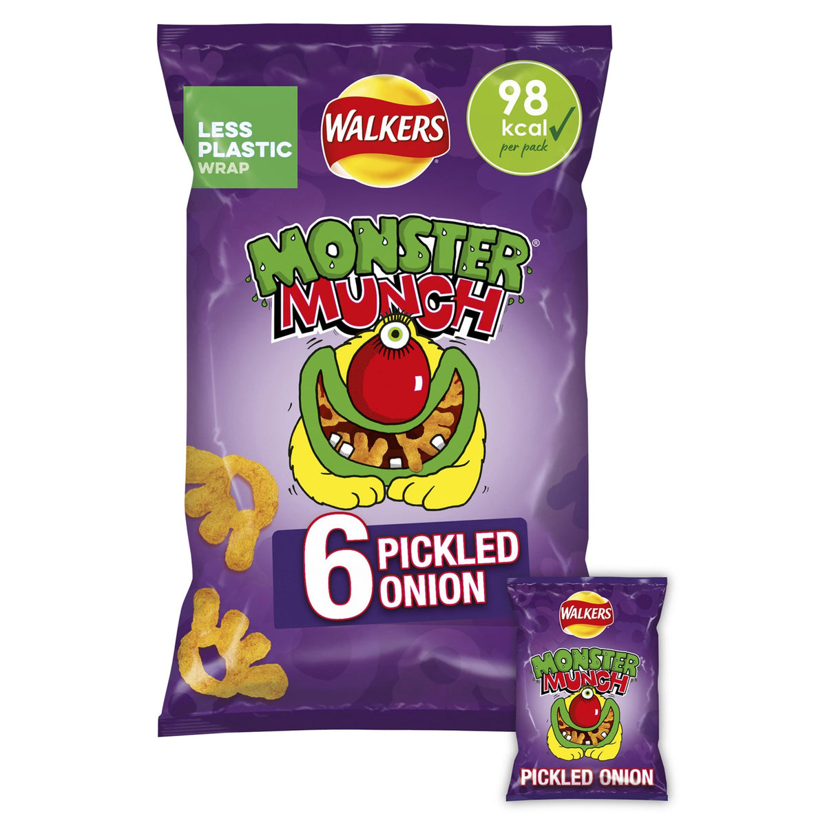 Walkers Monster Munch Pickled Onion Multi-Pack Crisps 6 x 20 g