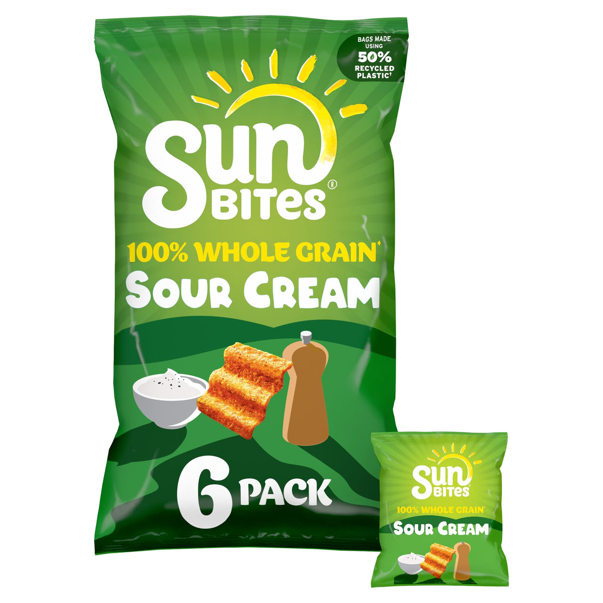 Walkers Sunbites Sour Cream & Black Pepper Multi-Pack Crisps 6 x 25 g
