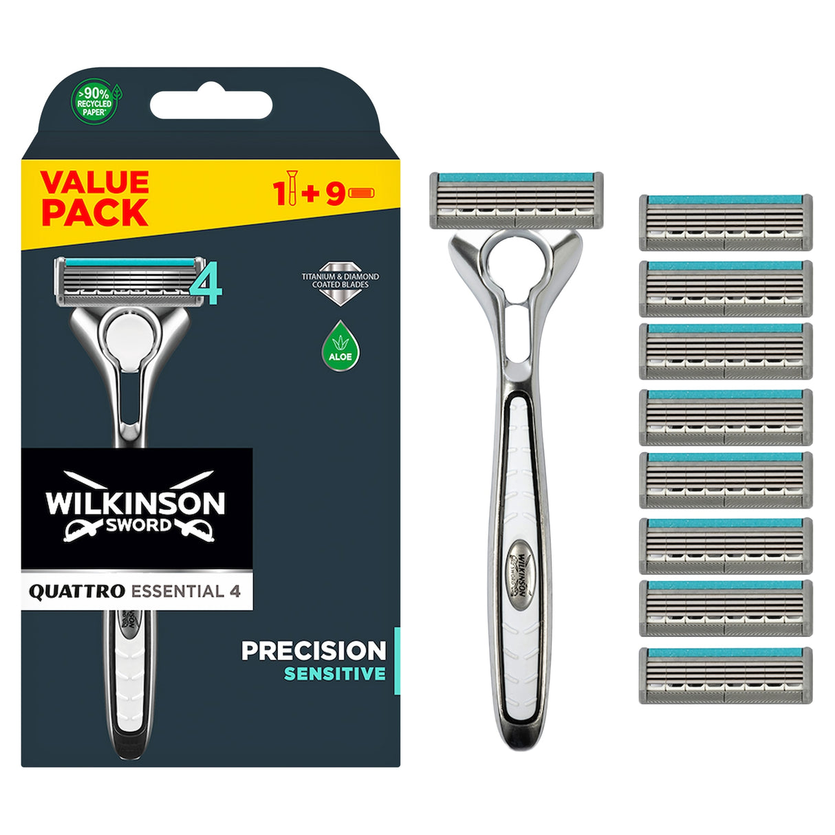 Wilkinson Sword Quattro Titanum Razor Plus 8 Blades