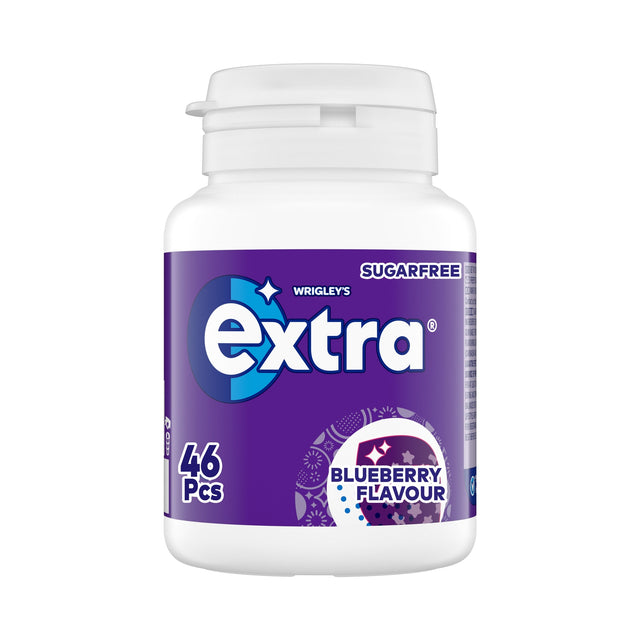 Wrigley's Extra Blueberry Flavour Sugar-Free Chewing Gum Bottle 46 Pieces 64 g