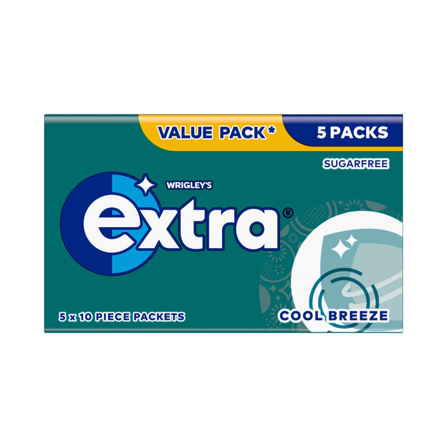 Wrigley's Extra Cool Breeze Sugar-Free Chewing Gum 5 x 10 Pieces 70 g