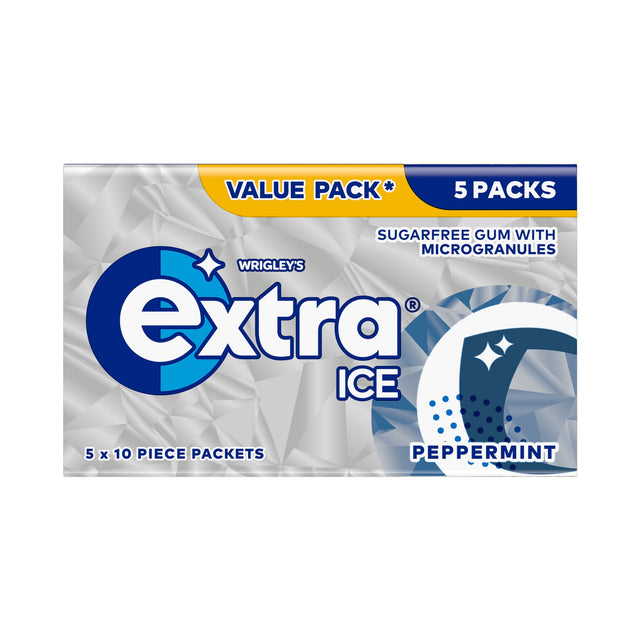 Wrigley's Extra Ice Peppermint Sugar-Free Chewing Gum 5 x 10 Pieces 70 g