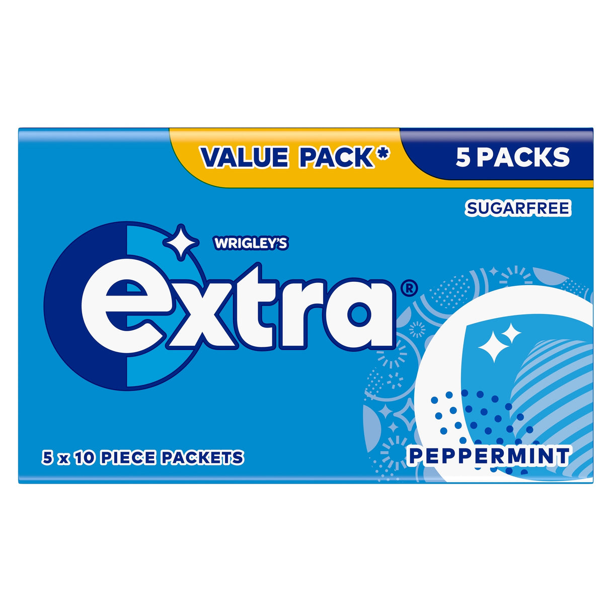 Wrigley's Extra Peppermint Sugar-Free Chewing Gum 5 x 10 Pieces 70 g