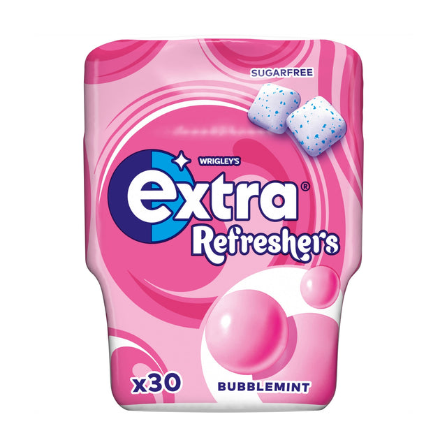 Wrigley's Extra Refreshers Bubblemint Chewing Gum Bottle 30 Pieces