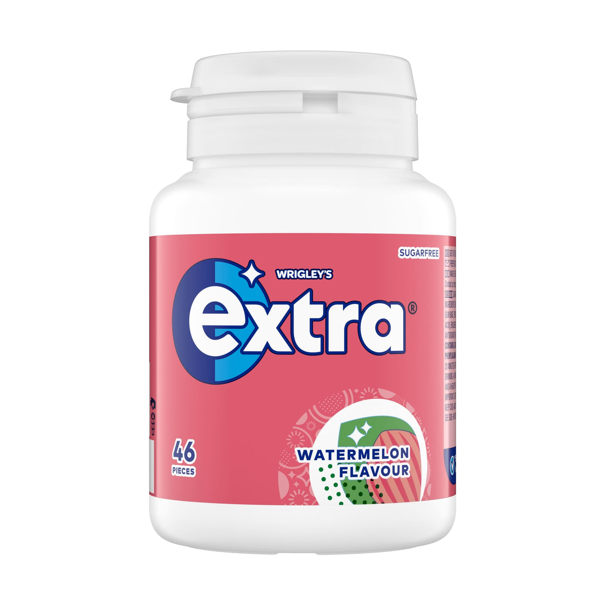 Wrigley's Extra Watermelon Flavour Sugar-Free Chewing Gum Bottle 46 Pieces 64 g