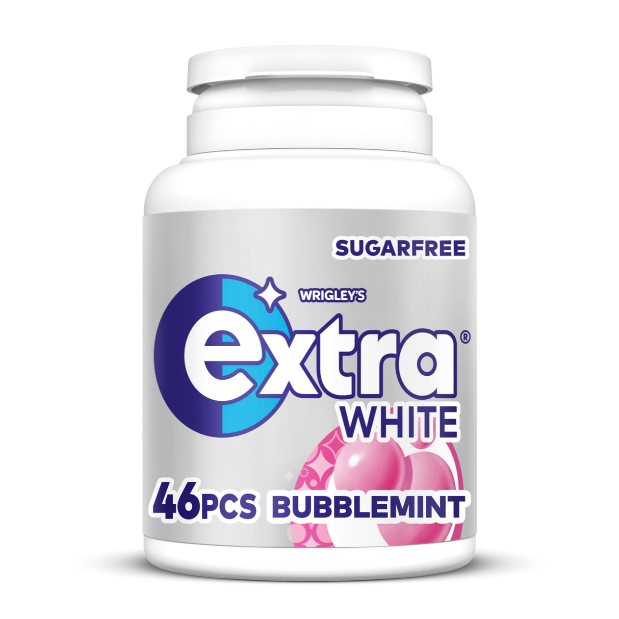 Wrigley's Extra White Bubblemint Sugar-Free Chewing Gum Bottle 46 Pieces