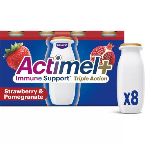 Actimel + Triple Action Immune Support Strawberry & Pomengrante 100 g x8