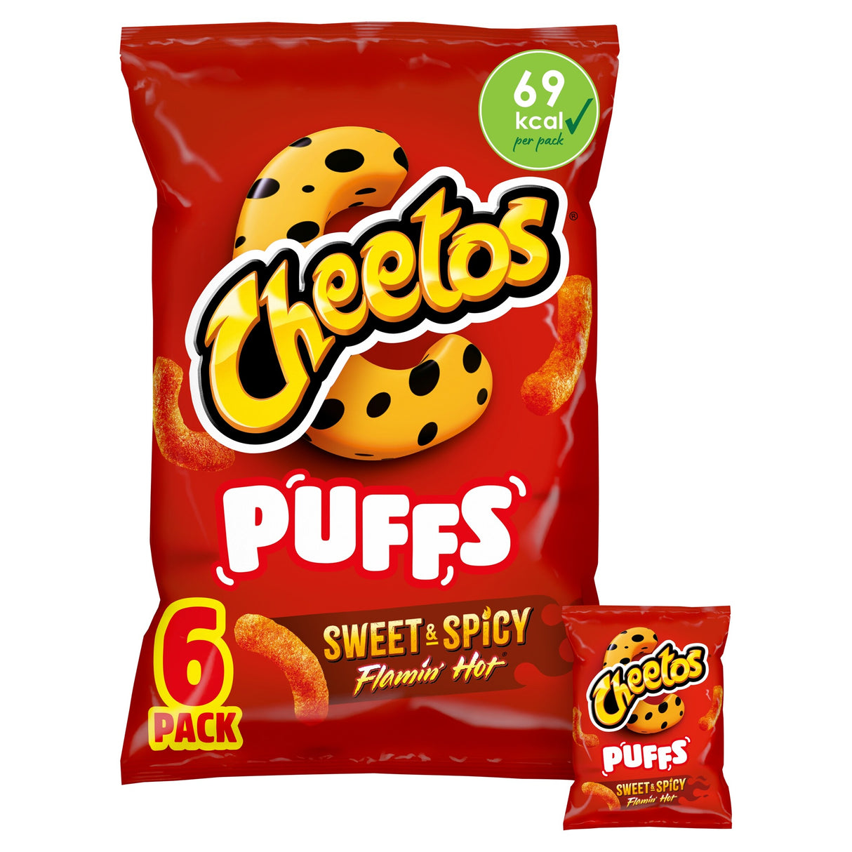 Cheetos Puffs Sweet & Spicy Flamin' Hot Crisps 6 x 13 g