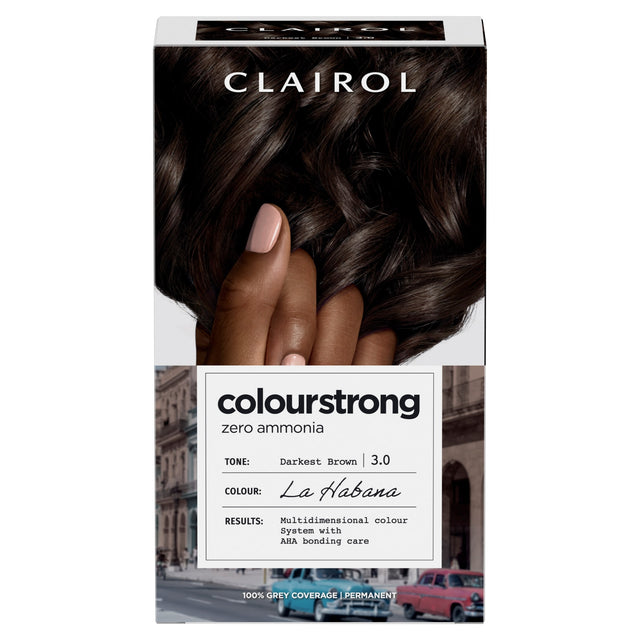 Clairol Colour Strong Permanent Hair Dye 3.0 Darkest Brown