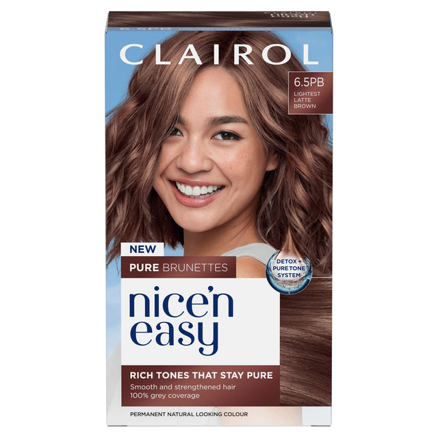 Clairol Nice'N Easy Creme Pure Brunettes Permanent Hair Dye Kit 6.5PB Lightest Latte Brown