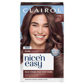 Clairol Nice'N Easy Creme Pure Brunettes Permanent Hair Dye Kit 6PB Light Hazelnut Brown