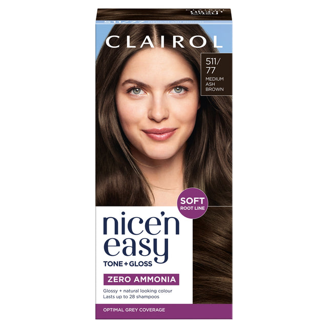 Clairol Nice'N Easy Tone+Gloss Semi Permanent Hair Dye 511/77 Medium Ash Brown