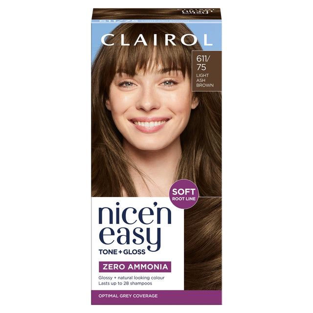 Clairol Nice'N Easy Tone+Gloss Semi Permanent Hair Dye 611/75 Light Ash Brown