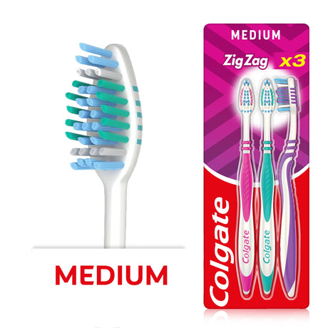 Colgate Zigzag Medium Toothbrush 3 Pack