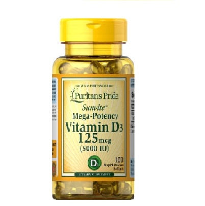 Puritan's Pride Mega Potency Vitamin D3 125 mcg 100 Tablets