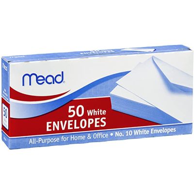 Mead White Envelopes 4 x 9 Inches / 10.4 x 24.1 cm x50