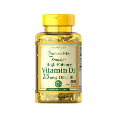 Puritan's Pride High Potency Vitamin D3 1000 IU 60 Soft Gels