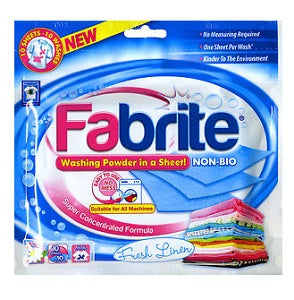 Fabrite Washing Powder Sheet Non-Bio Fresh Linen 10 Sheets