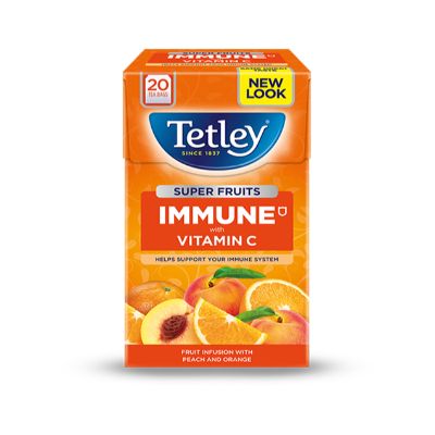 Tetley Tea Super Fruits Immune With Vitamin C Peach & Orange x20