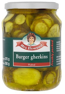 Mrs Elswood Burger Gherkins Pickled 670 g
