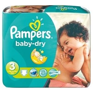 Pampers Baby Dry 3 Midi 4-9 kg x72 + 8 Free