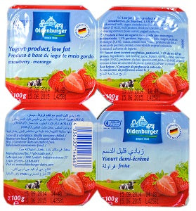 Oldenburger Yoghurt Strawberry Low Fat 100 g x4