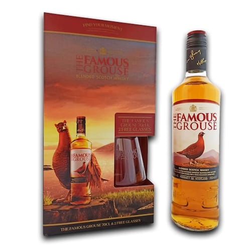 The Famous Grouse Blended Scotch Whisky 75 cl + 2 Glasses Gift Pack