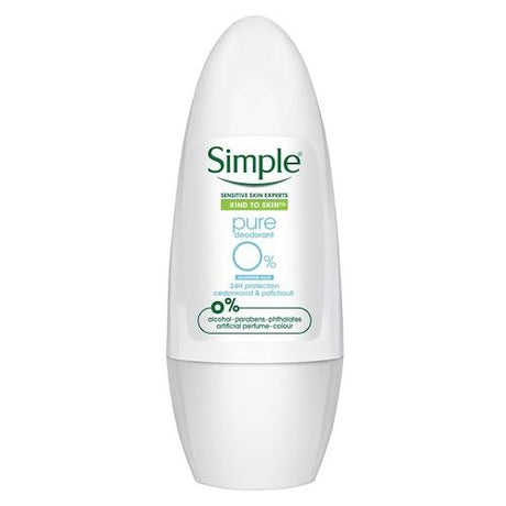 Simple Anti-Perspirant Deodorant Roll On Pure Cedarwood & Patchouli 45 ml