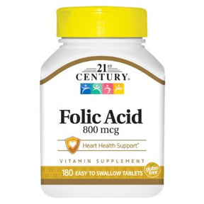 21st Century Folic Acid 800 mcg 180 Tablets Supermart.ng
