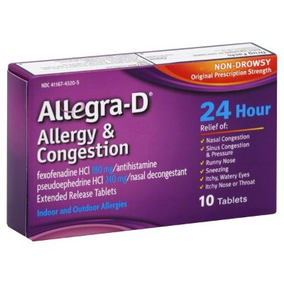 Allegra-D Allergy & Congestion 10 Tablets Supermart.ng