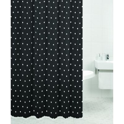 Sabichi Shower Curtain Polyester - Black With White Spots