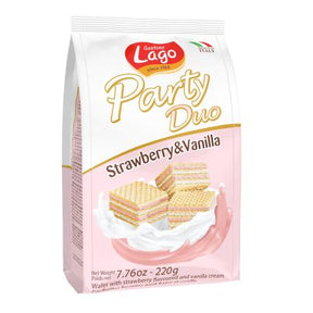 Lago Party Duo Strawberry & Vanilla Cream Wafer 220 g