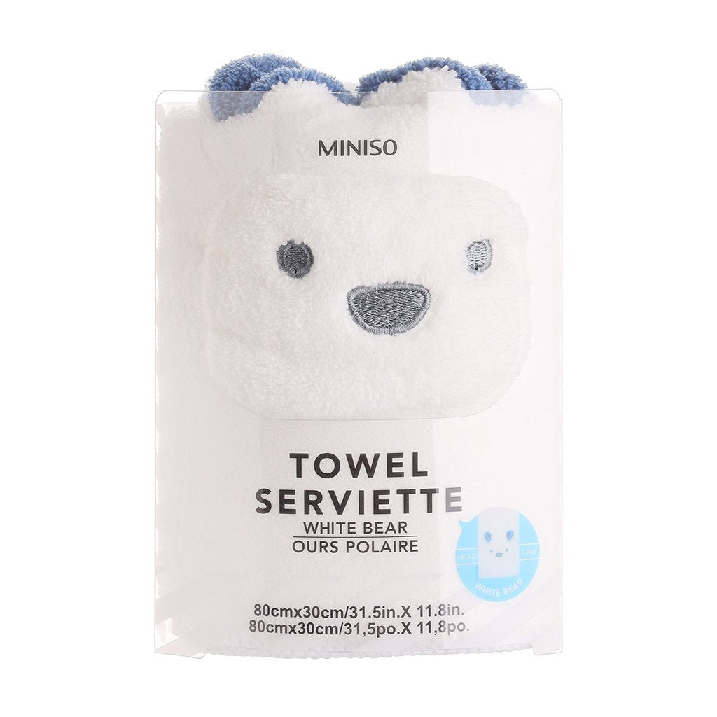 Miniso Towel Serviette - White Bear 80 x 30 cm